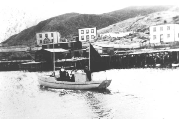 368: Longliner at Red Island with three nuns. [courtesy of Maurice Barry]